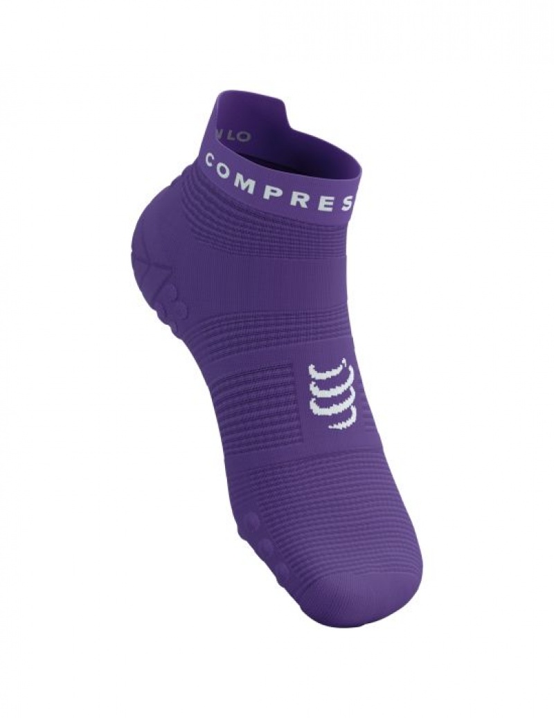 Férfi Compressport Pro Versenyautó Socks v4.0 Run Low Futózokni Lila Fehér | VHDLPJW-91