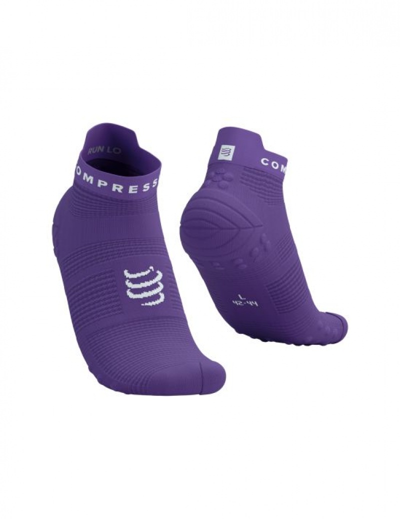 Férfi Compressport Pro Versenyautó Socks v4.0 Run Low Futózokni Lila Fehér | VHDLPJW-91