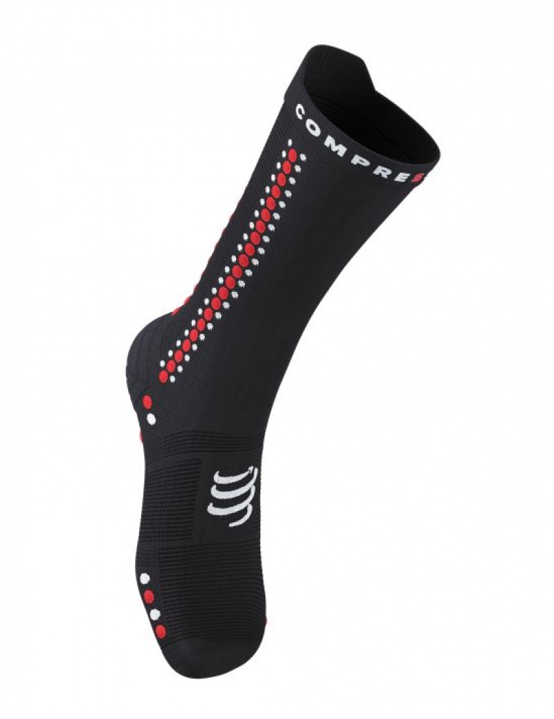 Férfi Compressport Pro Versenyautó Socks v4.0 Bike Cycling Socks Fekete Piros | UIKGZJM-34