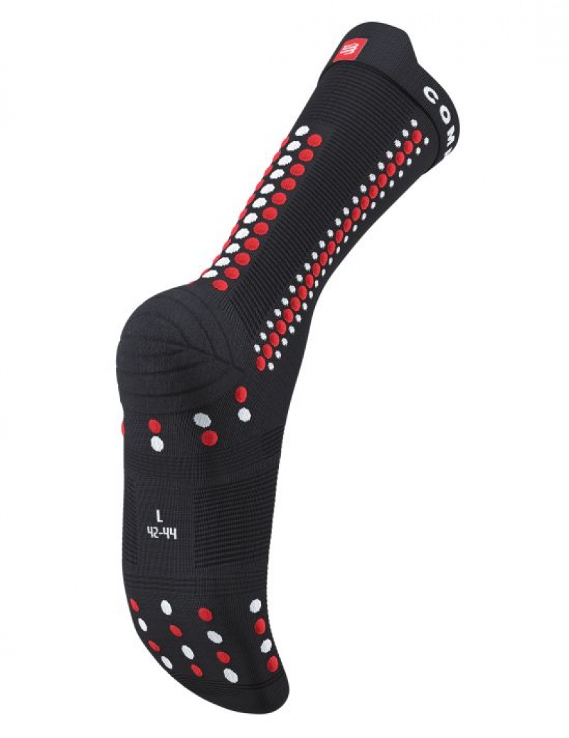 Férfi Compressport Pro Versenyautó Socks v4.0 Bike Cycling Socks Fekete Piros | UIKGZJM-34