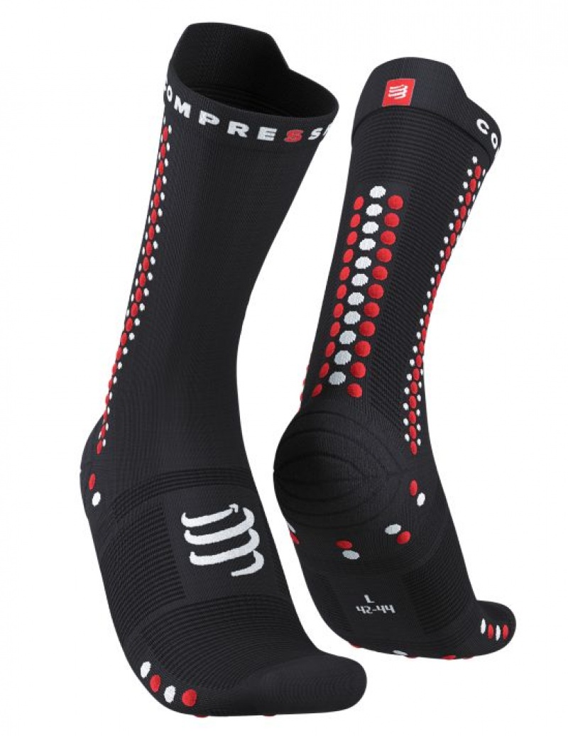 Férfi Compressport Pro Versenyautó Socks v4.0 Bike Cycling Socks Fekete Piros | UIKGZJM-34