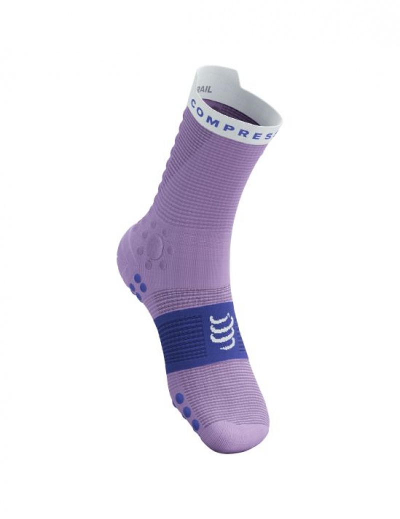 Férfi Compressport Pro Versenyautó Socks v4.0 Trail Futózokni Kék | ZNTHGMS-08