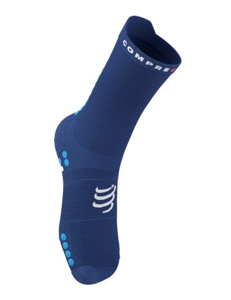 Férfi Compressport Pro Versenyautó Socks v4.0 Run High Futózokni Kék | UARDXYT-45