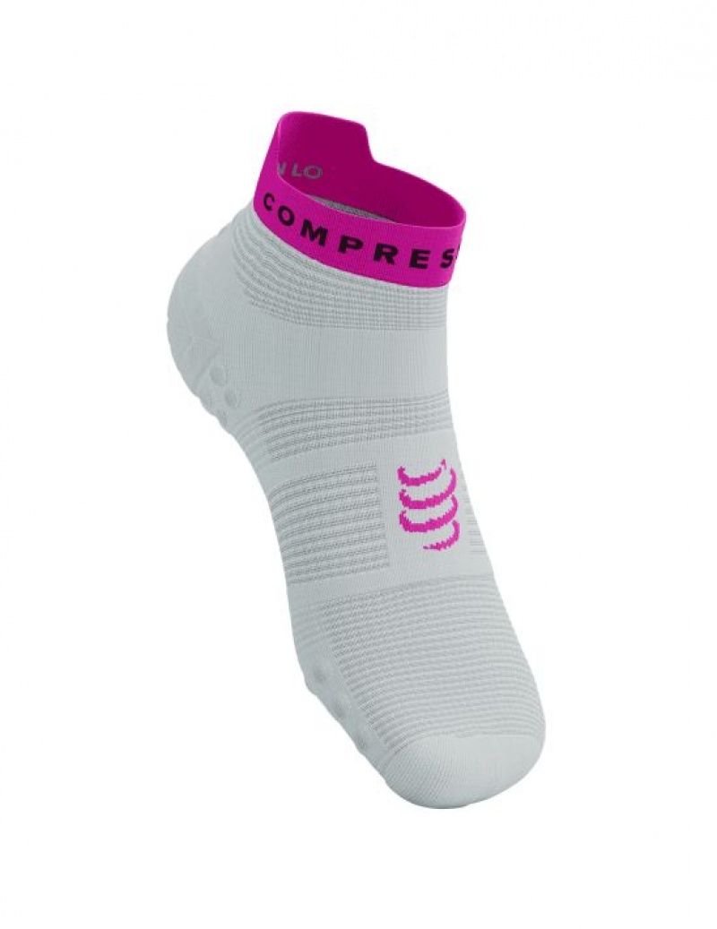 Férfi Compressport Pro Versenyautó Socks v4.0 Run Low Futózokni Fehér Sárga Rózsaszín | SXDNGAJ-60