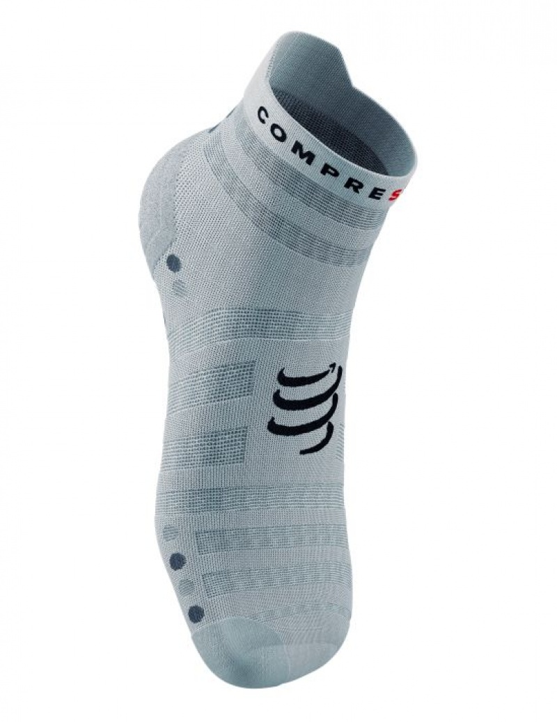 Férfi Compressport Pro Versenyautó Socks v4.0 Ultralight Run Low Futózokni Fehér | SWVOCBN-79