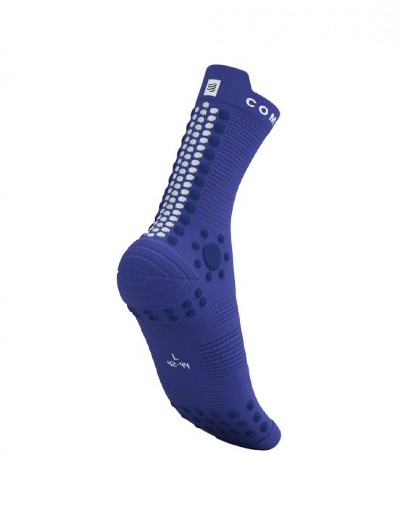 Férfi Compressport Pro Versenyautó Socks v4.0 Trail Futózokni Kék | SUBLCMK-08