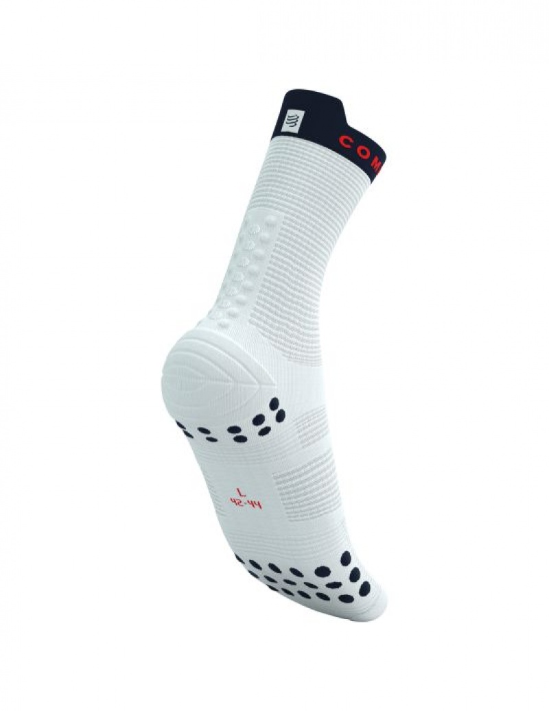 Férfi Compressport Pro Versenyautó Socks v4.0 Run High Futózokni Fehér | RKTWYNX-06