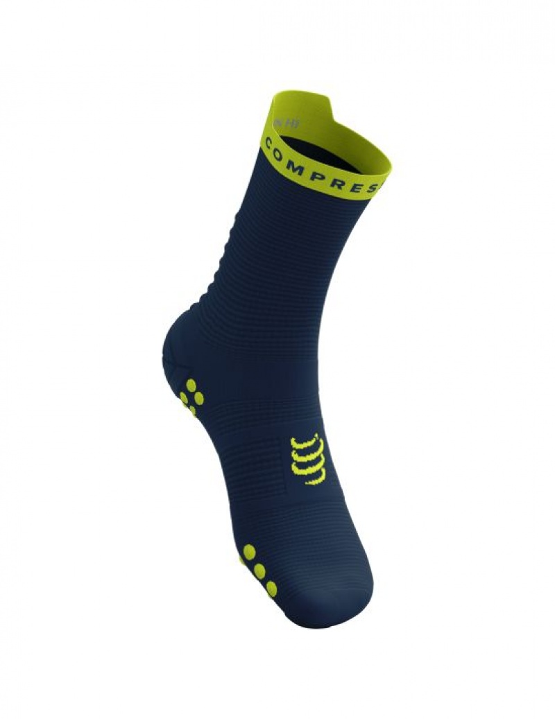 Férfi Compressport Pro Versenyautó Socks v4.0 Run High Futózokni Zöld | QUEVBFC-20