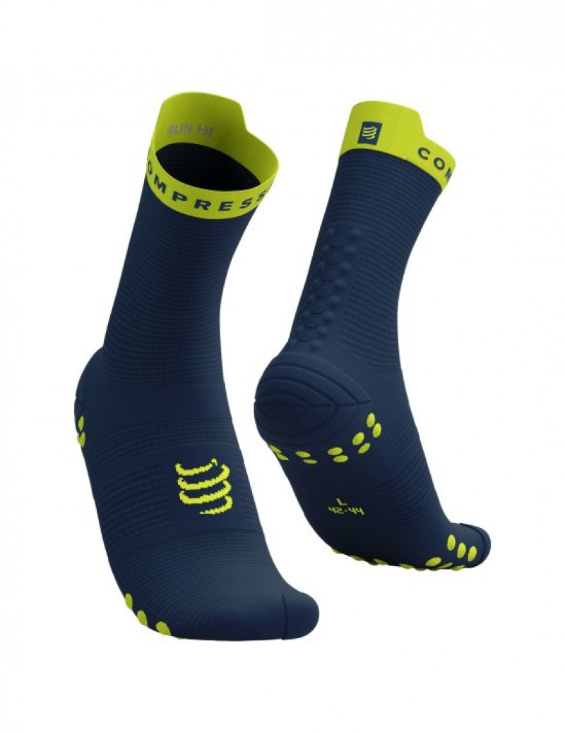 Férfi Compressport Pro Versenyautó Socks v4.0 Run High Futózokni Zöld | QUEVBFC-20