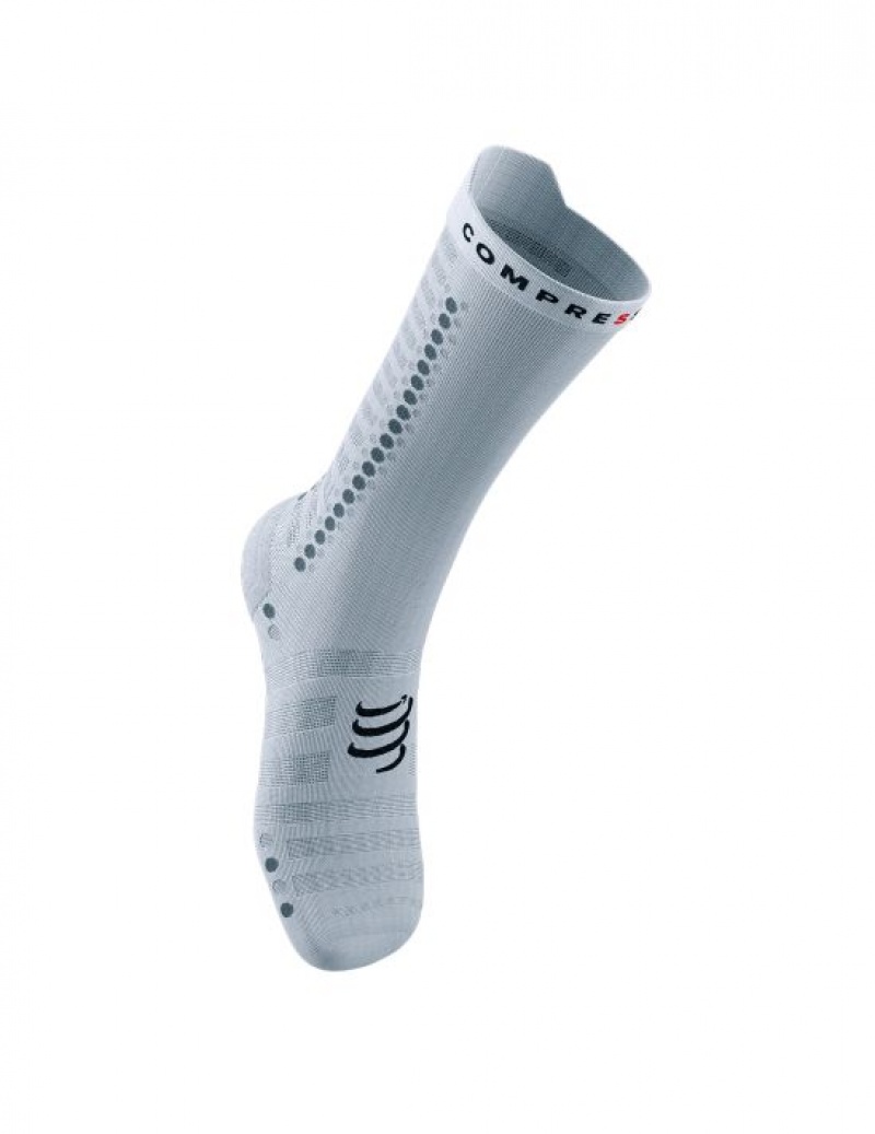 Férfi Compressport Pro Versenyautó Socks v4.0 Ultralight Bike Cycling Socks Fehér Fekete | YWUSDLA-49