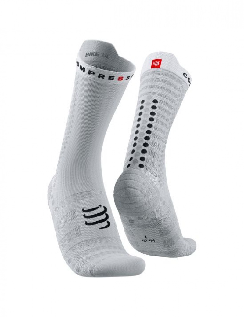 Férfi Compressport Pro Versenyautó Socks v4.0 Ultralight Bike Cycling Socks Fehér Fekete | YWUSDLA-49