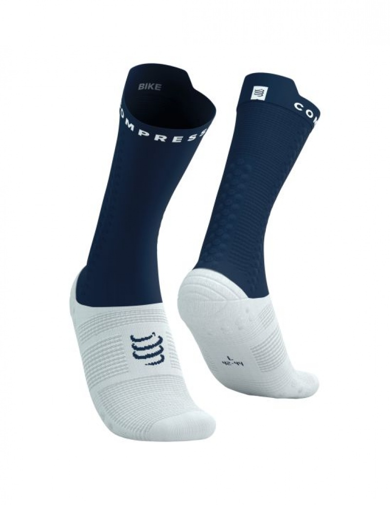 Férfi Compressport Pro Versenyautó Socks v4.0 Bike Cycling Socks Fehér | OJAKIVW-86