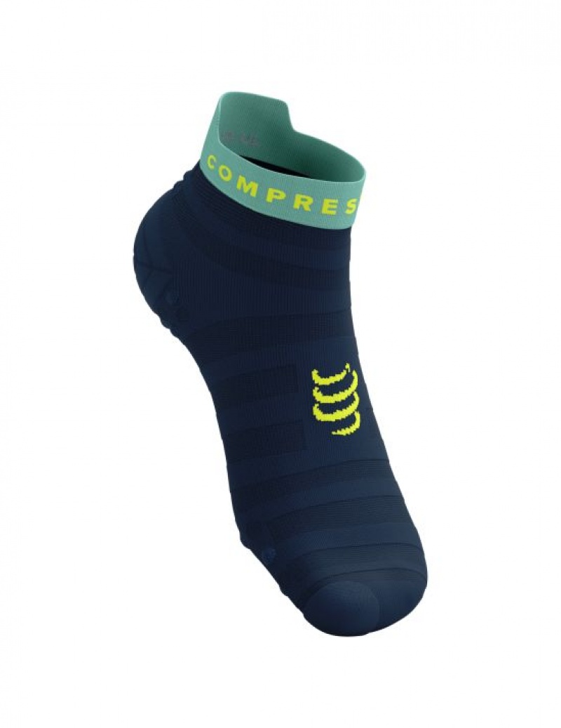 Férfi Compressport Pro Versenyautó Socks v4.0 Ultralight Run Low Futózokni Kék | MRVENJT-93