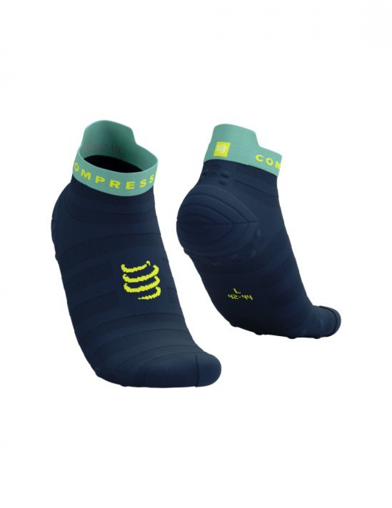 Férfi Compressport Pro Versenyautó Socks v4.0 Ultralight Run Low Futózokni Kék | MRVENJT-93