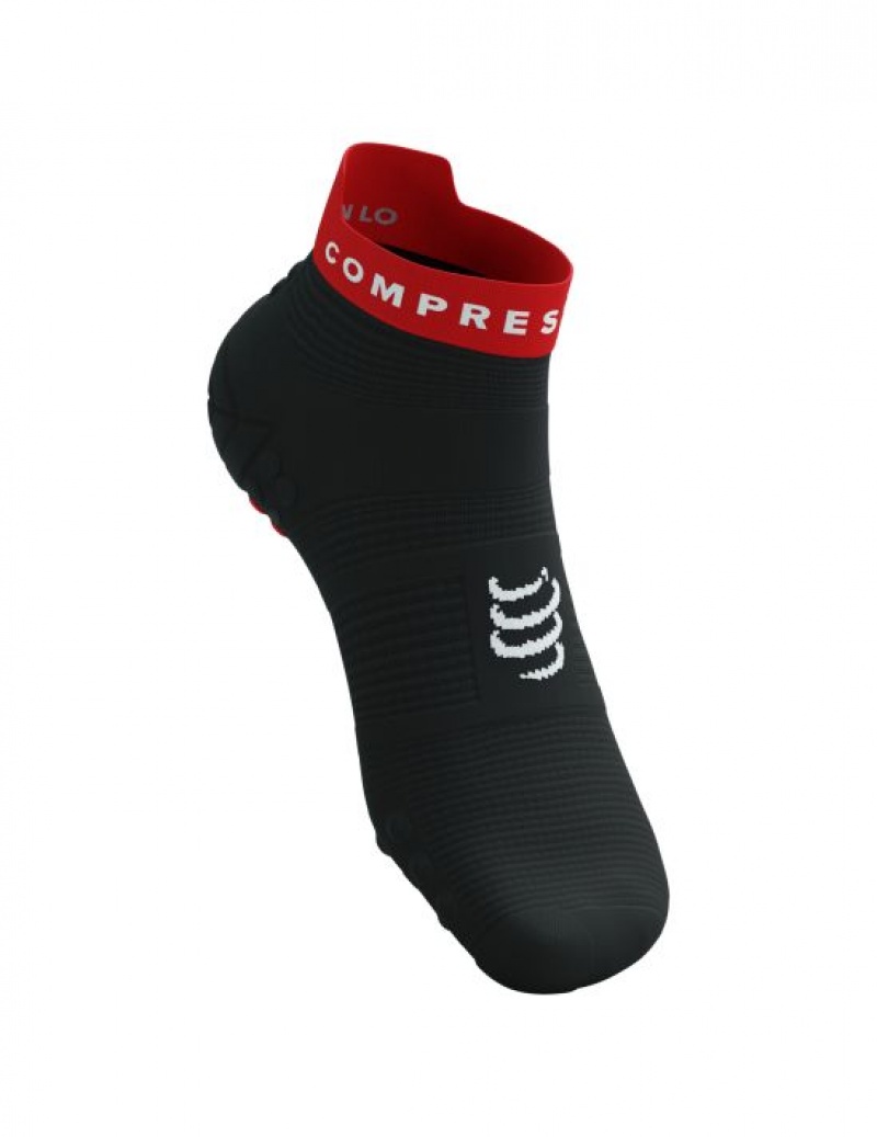 Férfi Compressport Pro Versenyautó Socks v4.0 Run Low Futózokni Fekete Piros | MRTHOPF-20