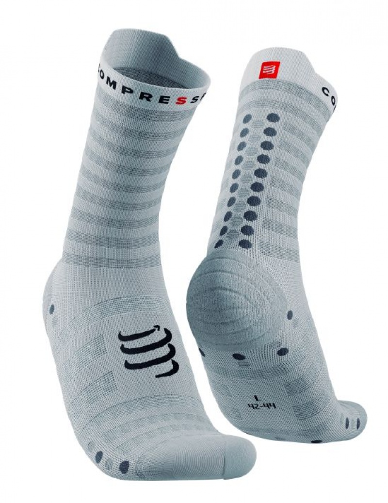 Férfi Compressport Pro Versenyautó Socks v4.0 Ultralight Run High Futózokni Fehér | LKRNDXJ-05