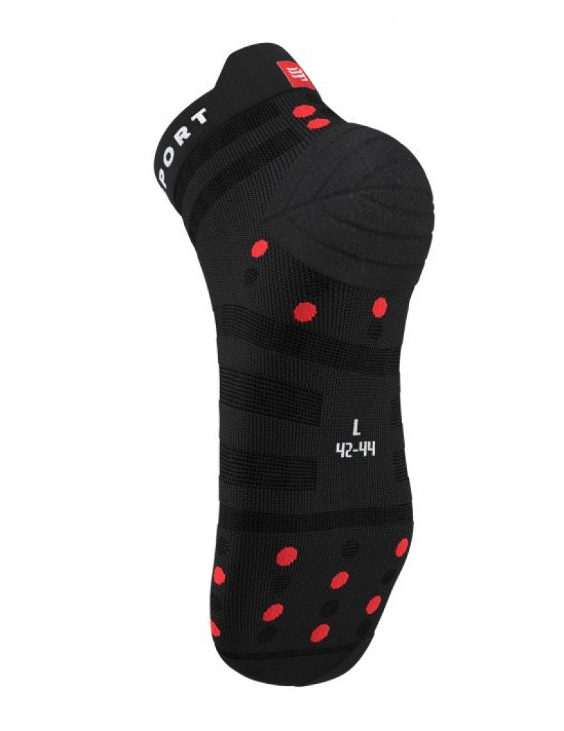 Férfi Compressport Pro Versenyautó Socks v4.0 Ultralight Run Low Futózokni Fekete Piros | KGAJIPV-84