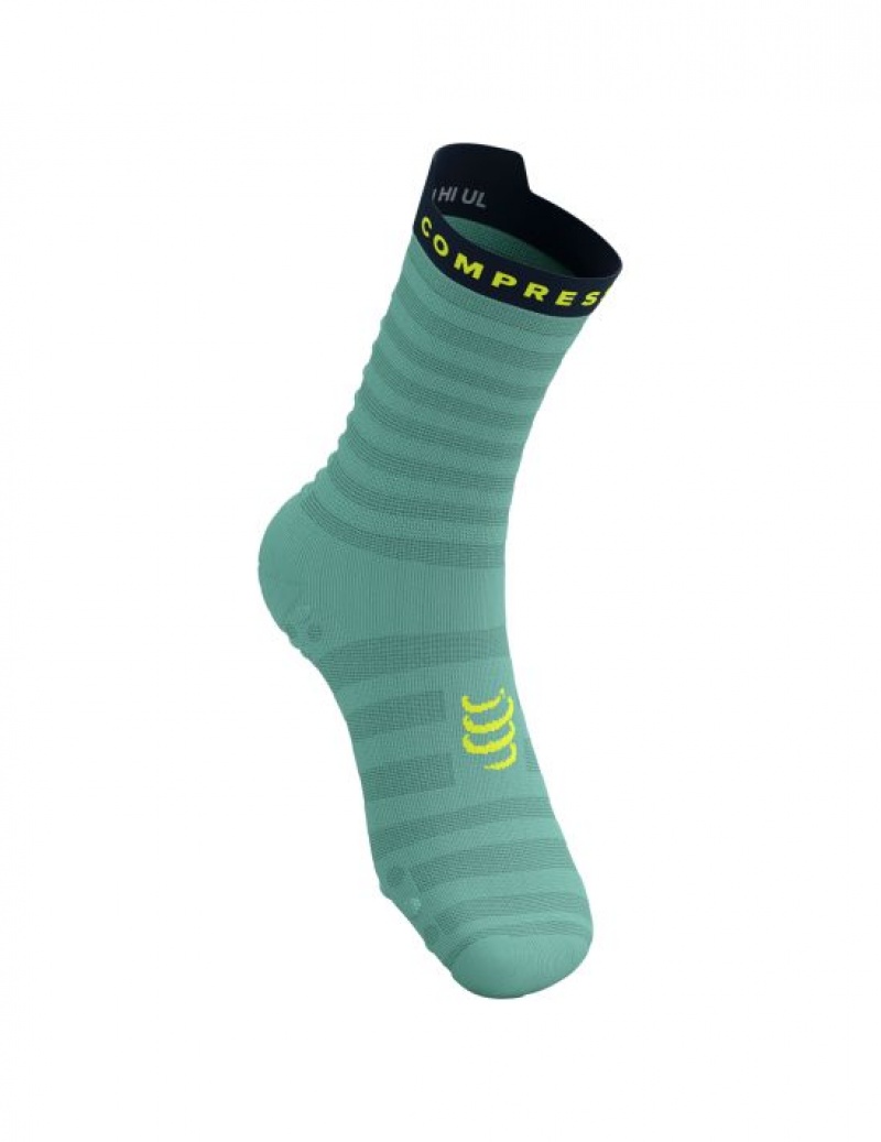 Férfi Compressport Pro Versenyautó Socks v4.0 Ultralight Run High Futózokni Kék | ESQHWKM-25