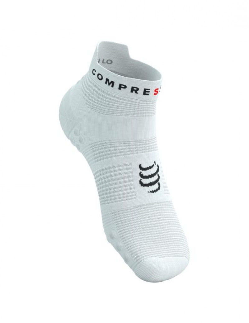 Férfi Compressport Pro Versenyautó Socks v4.0 Run Low Futózokni Fehér Fekete | XWFYPJA-91