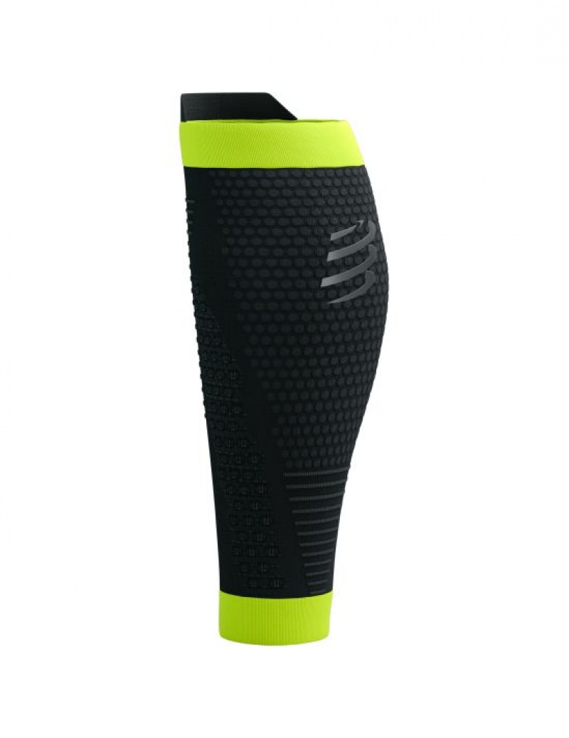 Férfi Compressport R2 3.0 Flash Compression Sleeves Fekete Sárga | EHYPXVS-71