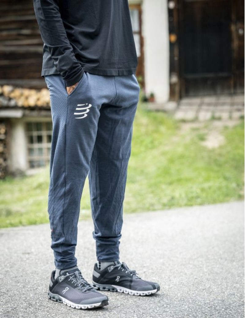 Férfi Compressport Seamless Pants Nadrág Sötétkék | BPOXSZH-87