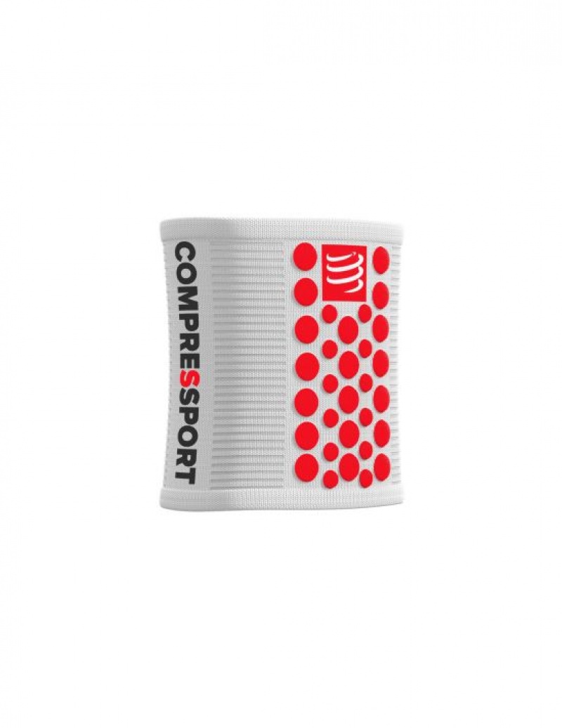 Férfi Compressport Sweatbands 3D.Dots Wrist Sweatbands Fehér Piros | NGITHMB-46