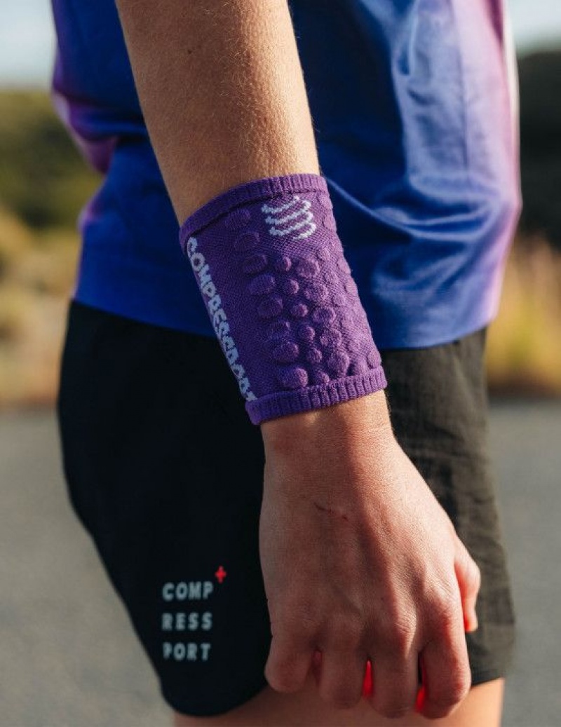 Férfi Compressport Sweatbands 3D.Dots Wrist Sweatbands Lila Fehér | ADXJZEY-97