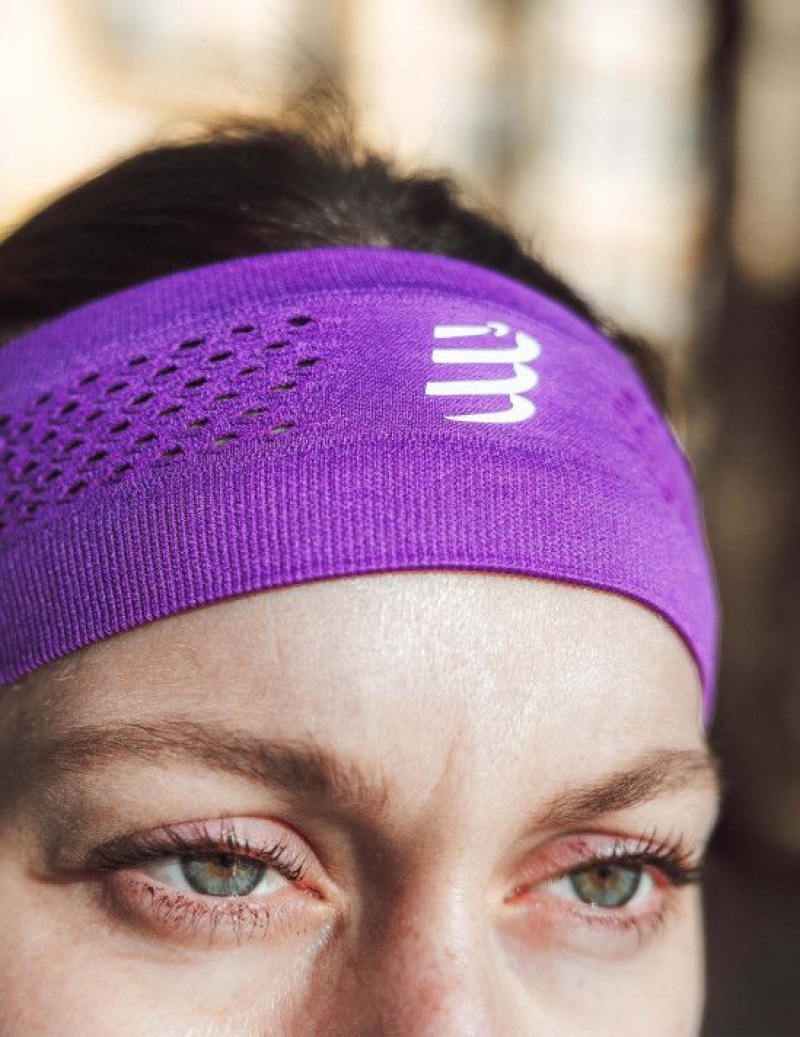 Férfi Compressport Thin Headband On/Off Fejpánt Lila | TBADQXW-18