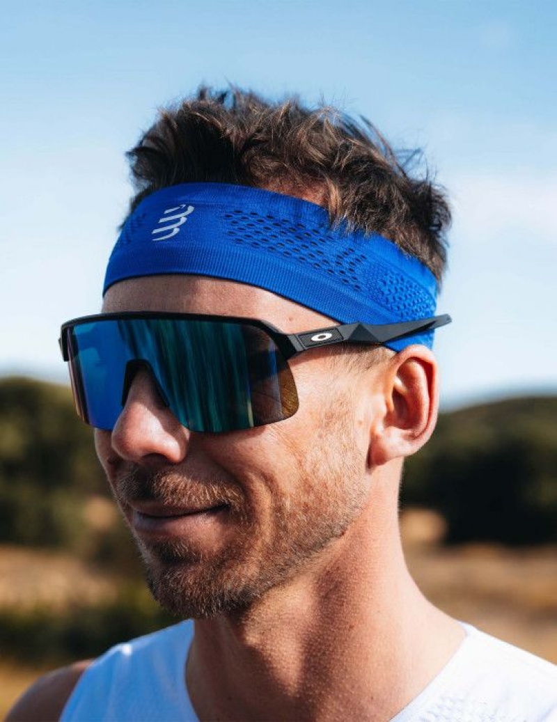 Férfi Compressport Thin Headband On/Off Fejpánt Kék | JQMLCFI-25