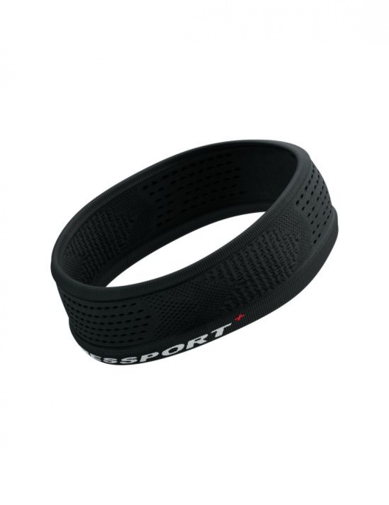 Férfi Compressport Thin Headband On/Off Fejpánt Fekete | IMXSWTH-61