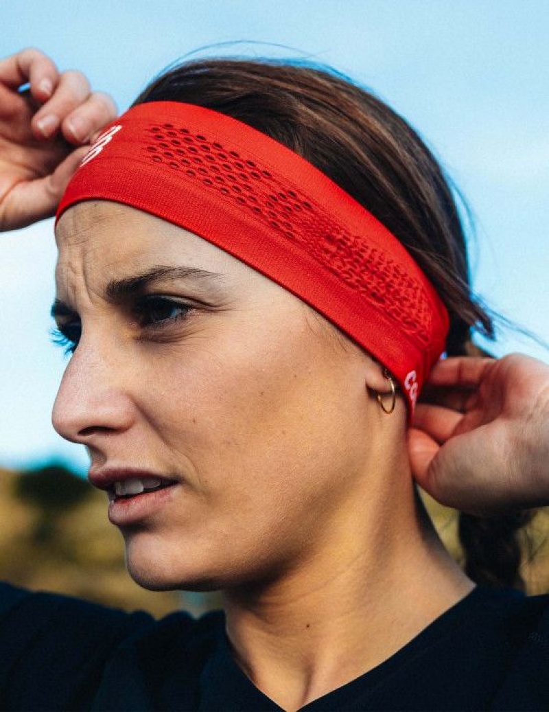 Férfi Compressport Thin Headband On/Off Fejpánt Piros | EWKOLXQ-71