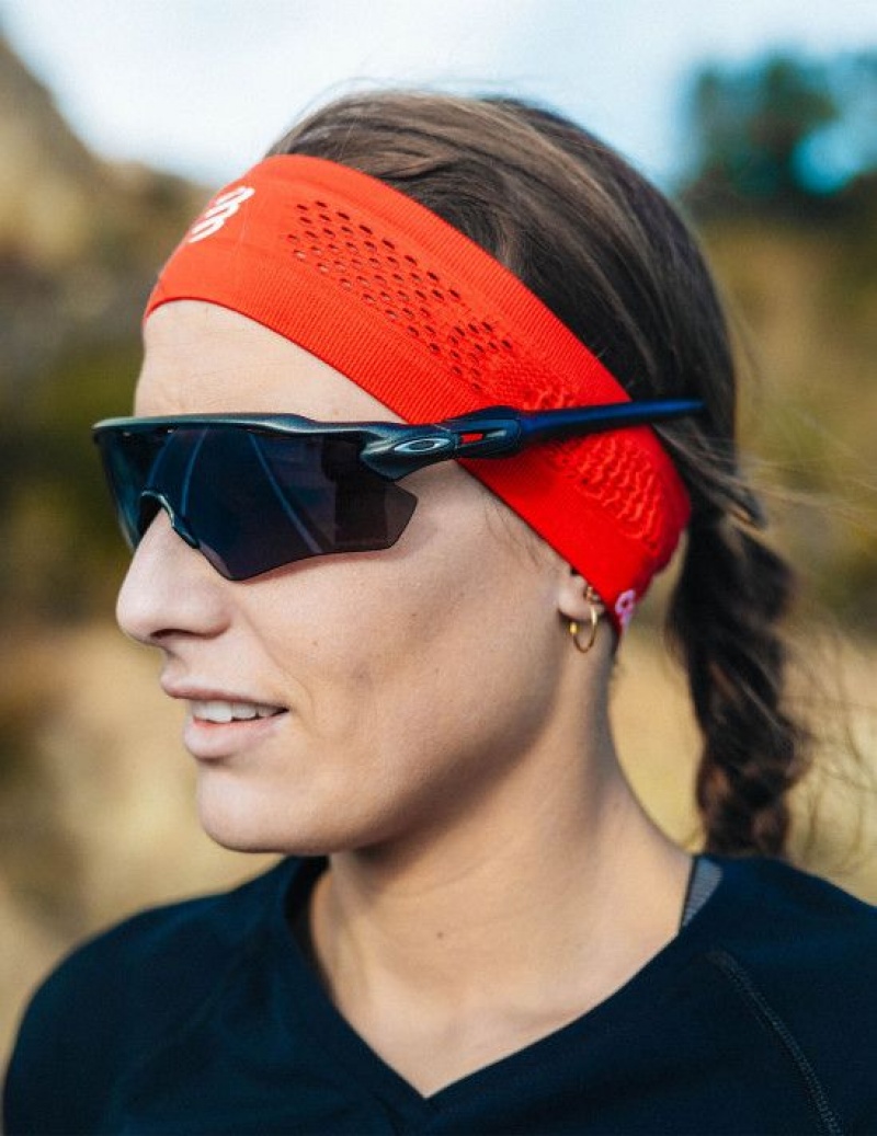 Férfi Compressport Thin Headband On/Off Fejpánt Piros | EWKOLXQ-71