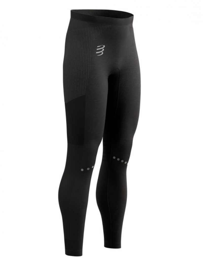 Férfi Compressport Téli Futó Legging M Leggings Fekete | TQYOEHX-50