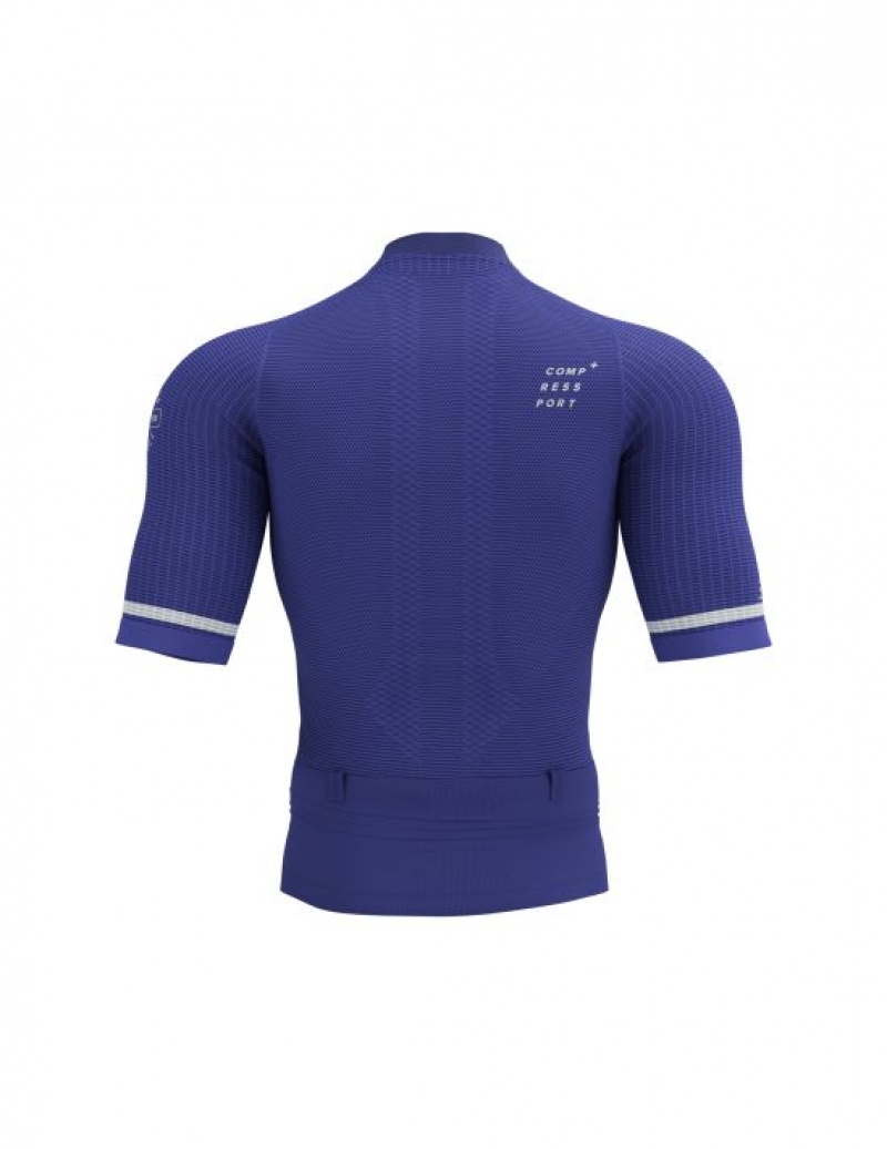 Férfi Compressport Trail Postural SS Top M Póló Kék | RZPFMHU-85