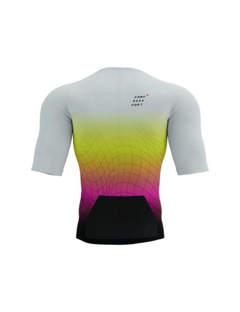 Férfi Compressport Tri Postural Aero SS Top M Póló Sárga Rózsaszín | MSJCUER-17