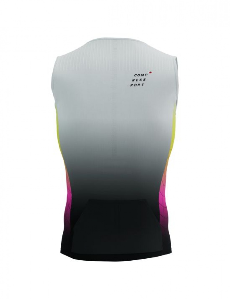 Férfi Compressport Tri Postural Aero Tank Top M Póló Sárga Rózsaszín | DQRAISH-39