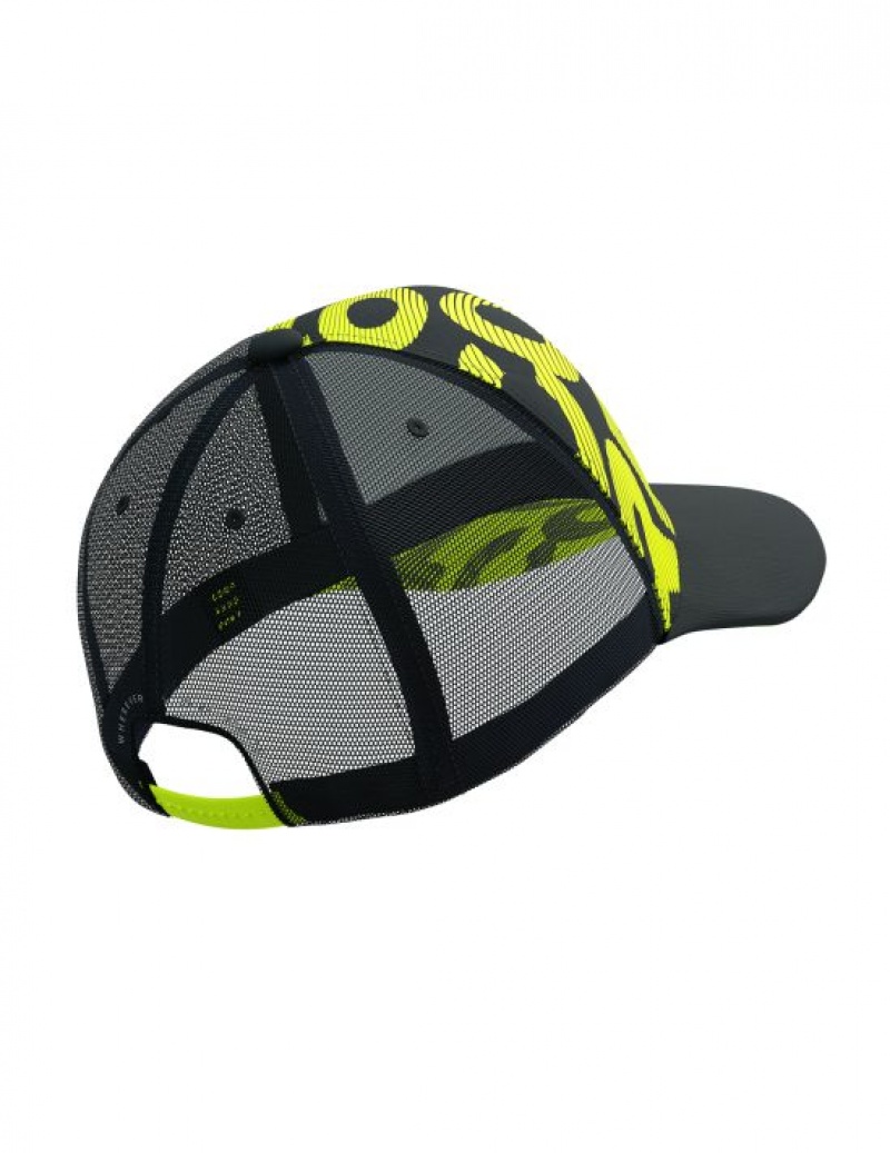 Férfi Compressport Trucker Cap Flash Kiegészítők Fekete Sárga | YKTEZLR-52