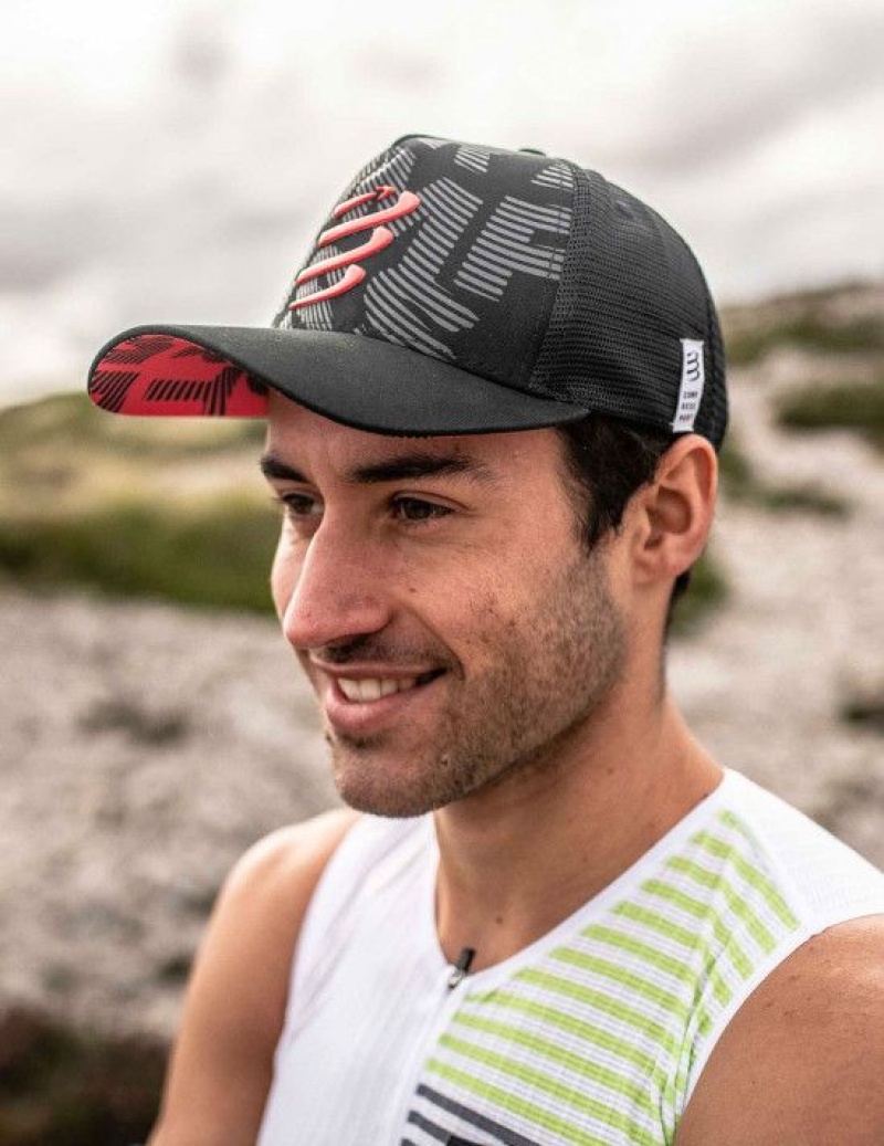 Férfi Compressport Trucker Cap Sapkák Fekete | ZYVQJAD-78