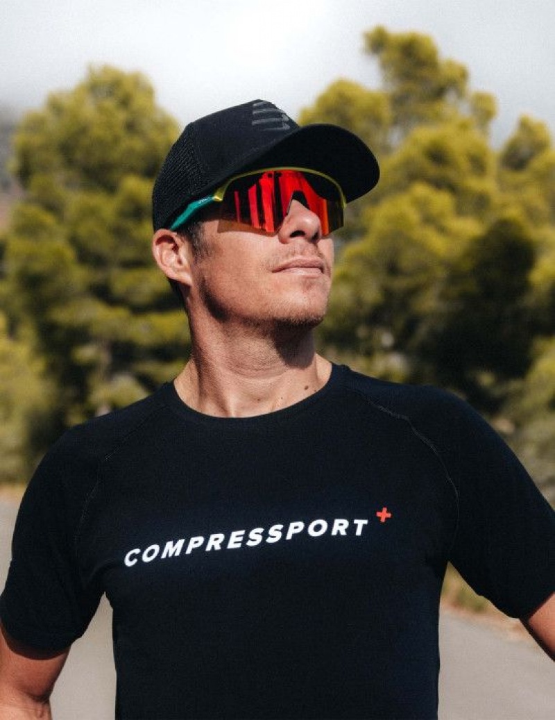 Férfi Compressport Trucker Cap Sapkák Fekete Fekete | BNHULAM-61