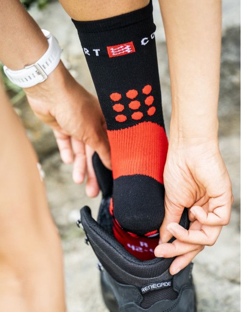 Férfi Compressport Túrázáshoz Socks Hiking Socks Fekete Piros Fehér | SPCGYAF-20