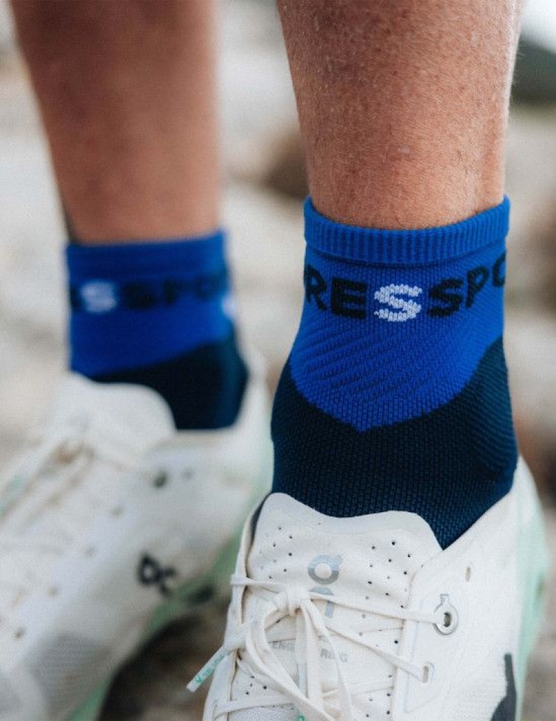 Férfi Compressport Ultra Trail Low Socks Futózokni Kék | FOXIBSH-21