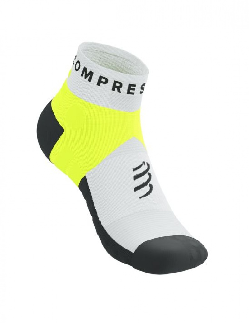 Férfi Compressport Ultra Trail Low Socks Futózokni Fehér Sárga | FMUYOQV-46