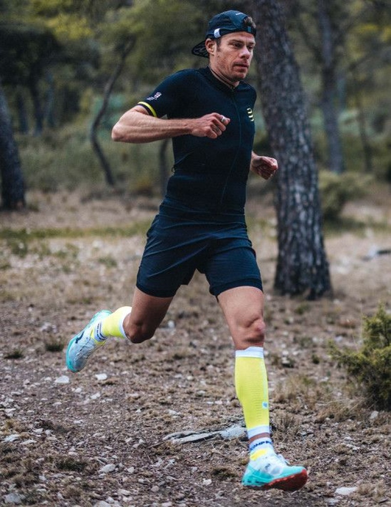 Férfi Compressport Ultra Trail Low Socks Futózokni Fehér Sárga | FMUYOQV-46