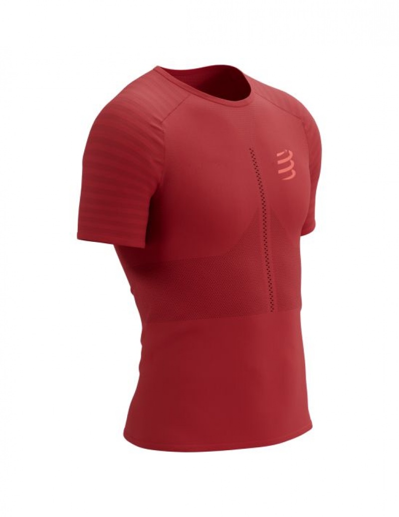 Férfi Compressport Versenyautó SS Tshirt M Futóingek Piros | OXCUBEG-79