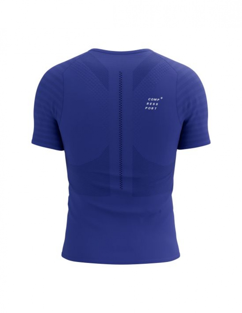 Férfi Compressport Versenyautó SS Tshirt M Póló Kék | YUXGPRZ-29