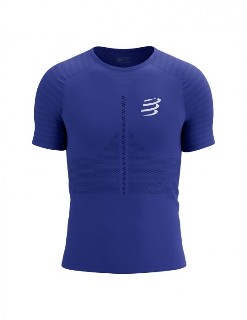 Férfi Compressport Versenyautó SS Tshirt M Póló Kék | YUXGPRZ-29