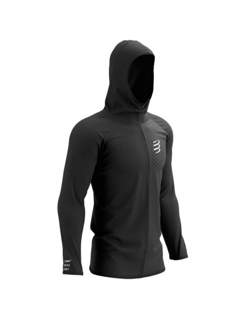 Női Compressport 3D Thermo Seamless Hoodie Zip Kabát Fekete | QWLVDRZ-21