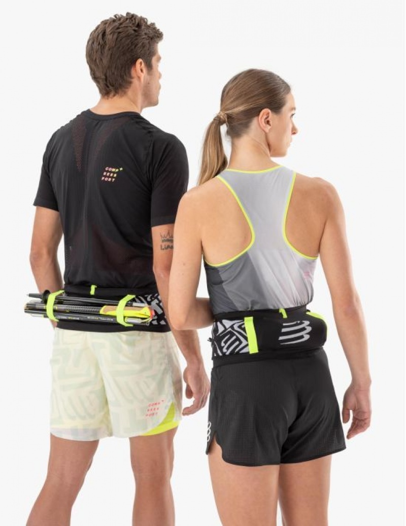 Női Compressport Free Belt Pro Övtáska Fekete Fehér | QFGPSEY-95