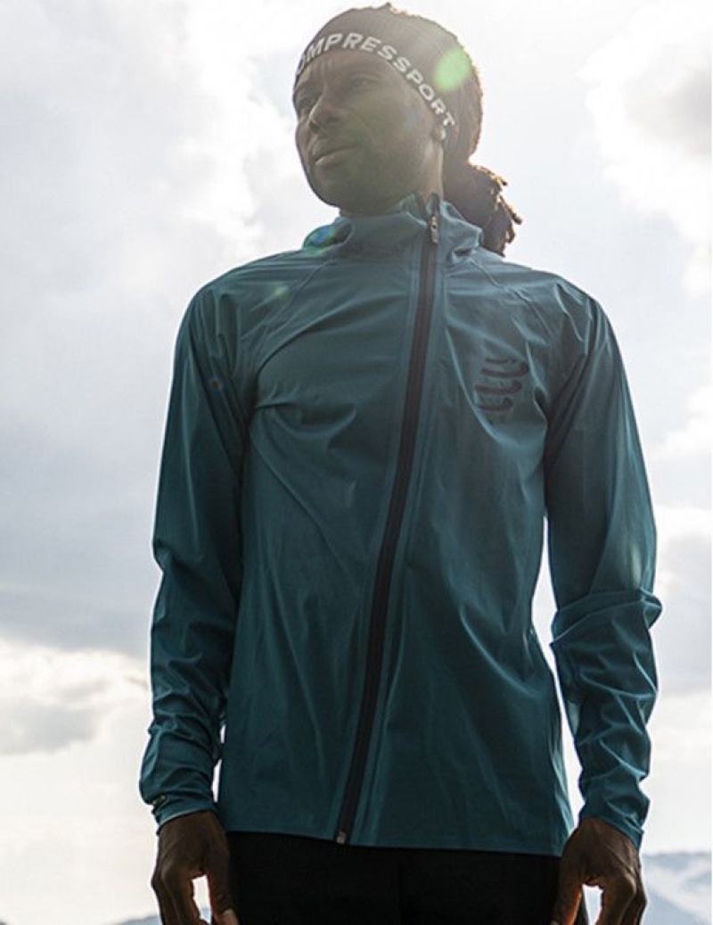 Női Compressport Hurricane Vízálló 10/10 Jacket Kabát Kék | YZRDLEX-24