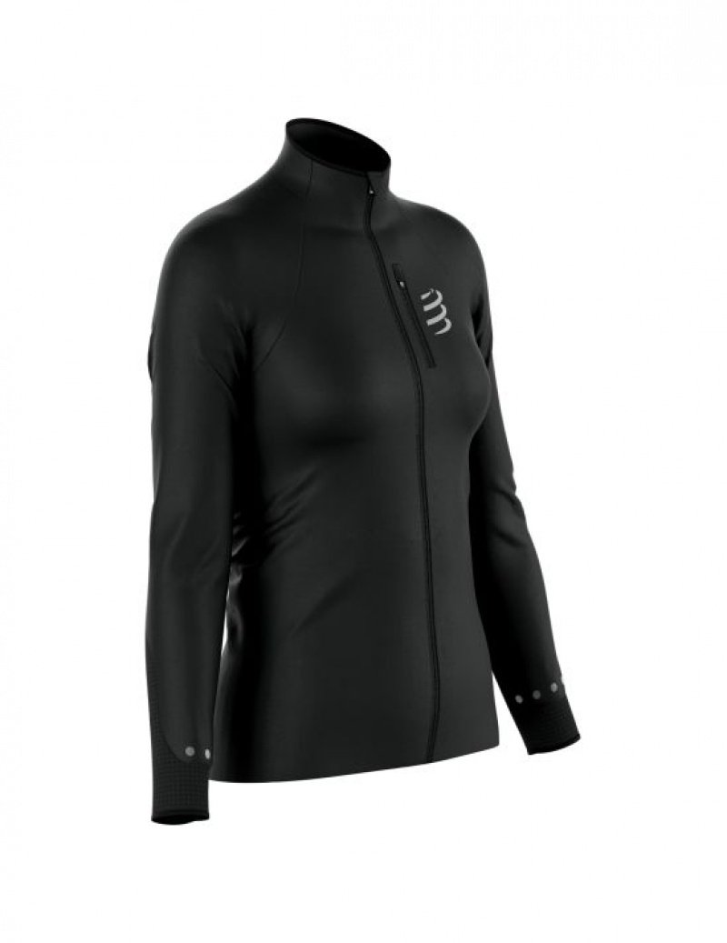 Női Compressport Hurricane Windproof Jacket W Futókabát Fekete | KTMDWEX-73